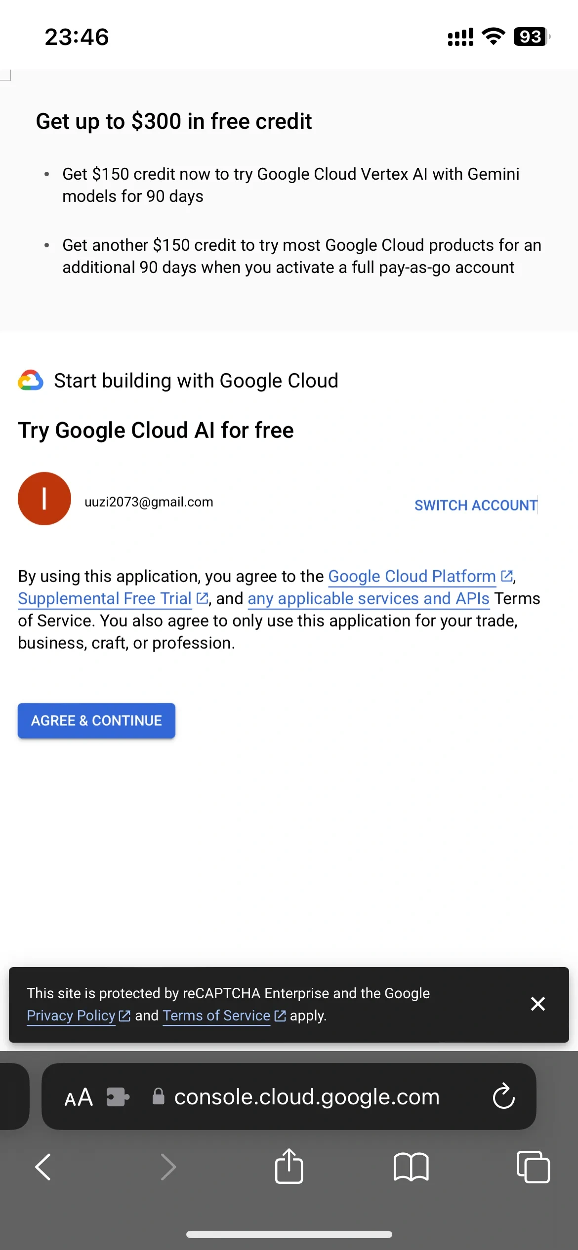 Google Cloud通过Vertex AI获取150美元赠金，帐号可立即变现